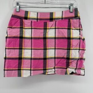 Loudmouth Golf Skort Womens 2 Pink Plaid Mini Skirt Activewear Cotton Blend